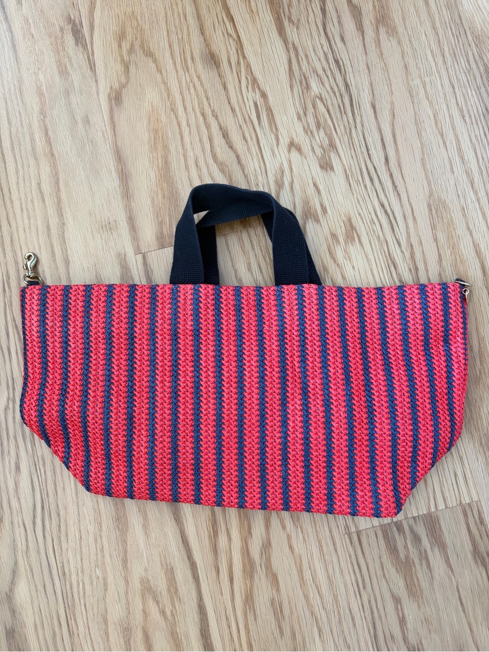 Women's Small Red and Navy Striped Tote Bag